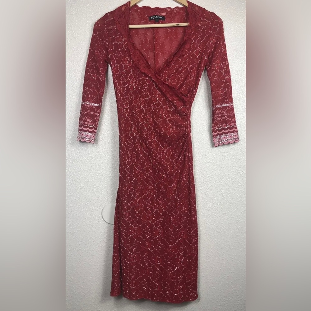*SOLD 90$* Vintage Betsey Johnson New York Lace Bodycon Formal Dress Size Petite
